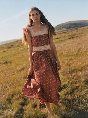 Christy Dawn Polly Dress in Oat Straw Red